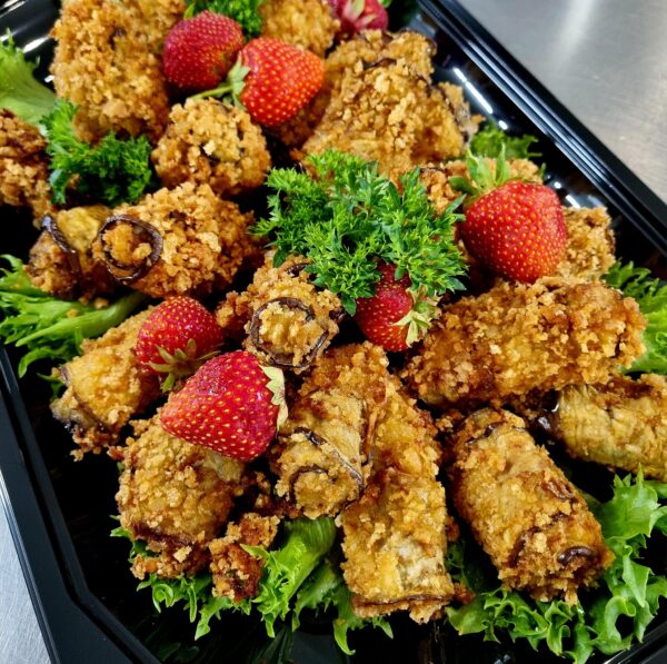 Baklažaanirull hakklihaga krõbedas panko paneeringus